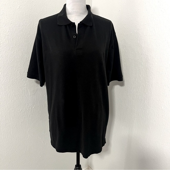 PJ Mark Men's Size Large 2-Button Black Short Sleeve Polo Shirt Business Casual - Picture 1 of 8